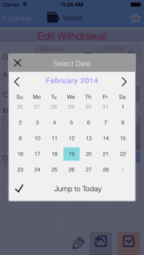 EvoWallet, Mini Calendar : Clean, Clear and simple.